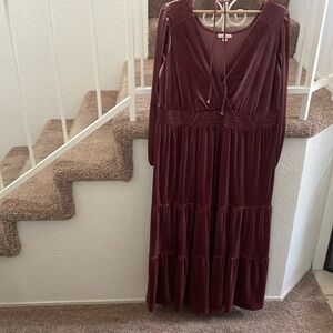 Knox Rose Women’s Boho, Long Sleeves, Maxi Velvet/Velour Dress